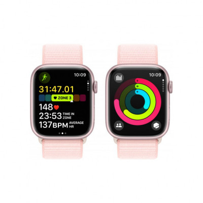 Смарт-годинник Apple Watch Series 9 GPS 45mm Pink Aluminium Case with Light Pink Sport Loop (MR9J3QP/A)