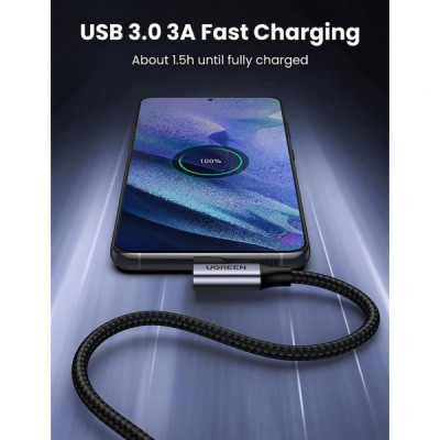 Дата кабель USB 3.0 AM to Type-C 1.0m 60W US385 90-degree Black Ugreen (20299)