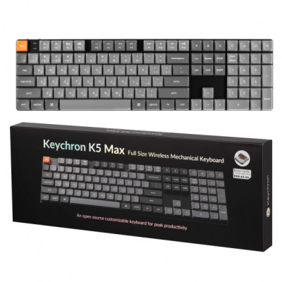 Клавіатура Keychron K5 Max Gateron MX 2.0 Brown White Led QMK Wireless/Bluetooth/USB-А UA Black (K5M-A3-UA)