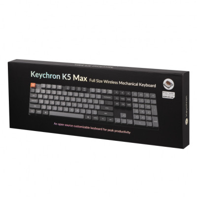 Клавіатура Keychron K5 Max Gateron MX 2.0 Brown White Led QMK Wireless/Bluetooth/USB-А UA Black (K5M-A3-UA)
