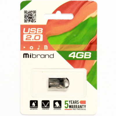 USB флеш накопичувач Mibrand 8GB Hawk Black USB 2.0 (MI2.0/HA8M1B)