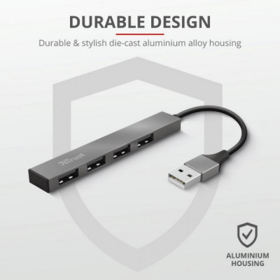 Концентратор Trust Halyx Aluminium 4-Port Mini USB Hub (23786_TRUST)