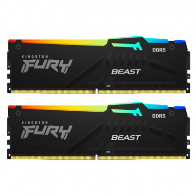 Модуль пам'яті для комп'ютера DDR5 16GB (2x8GB) 6000 MHz Beast RGB EXPO Kingston Fury (ex.HyperX) (KF560C30BBEAK2-16)