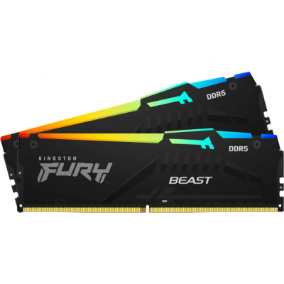 Модуль пам'яті для комп'ютера DDR5 16GB (2x8GB) 6000 MHz Beast RGB EXPO Kingston Fury (ex.HyperX) (KF560C30BBEAK2-16)