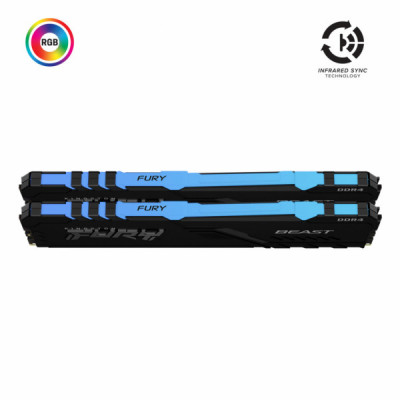 Модуль пам'яті для комп'ютера DDR4 32GB (2x16GB) 3733 MHz Fury Beast RGB Kingston Fury (ex.HyperX) (KF437C19BB1AK2/32)
