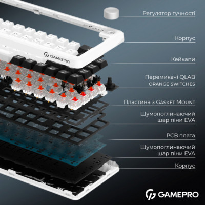 Клавіатура GamePro Asgard Valhalla MK210W Pro 65 RGB Wireless/Bluetooth/USB White (MK210W Pro)