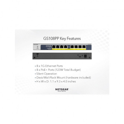 Комутатор мережевий Netgear GS108PP-100EUS