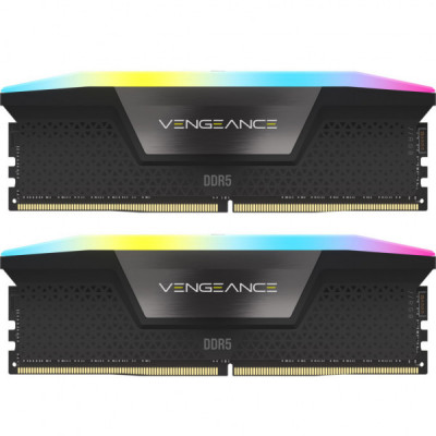 Модуль пам'яті для комп'ютера DDR5 48GB (2x24GB) 5200 MHz Vengeance RGB Black Corsair (CMH48GX5M2B5200C38)