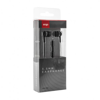 Навушники Ergo VM-701 3.5 мм Earphones Black (VM-701K)
