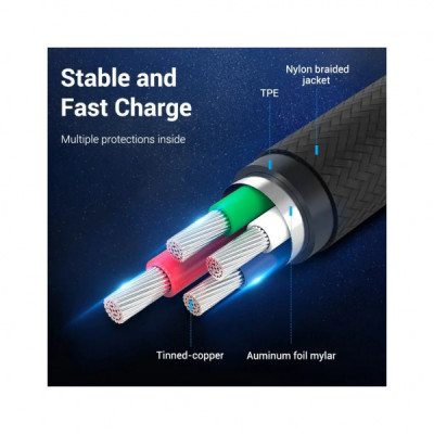 Дата кабель USB 2.0 AM to Micro 5P 0.25m 3.0A (18W) PVC Gray Aluminum Alloy Vention (COAHC)