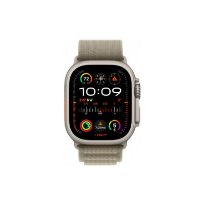 Смарт-годинник Apple Watch Ultra 2 GPS + Cellular, 49mm Titanium Case with Olive Alpine Loop - Large (MRF03UL/A)