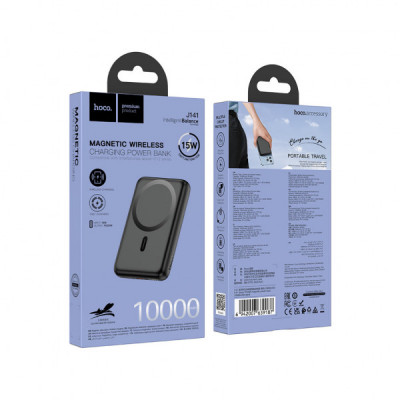 Батарея універсальна HOCO 10000mAh Grace PD/20W Magnetic Black (J141 / 714984)