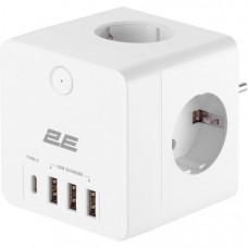 Мережевий фільтр живлення 2E 3*USB-A, 1*USB-C, white (2E-AD431WH)