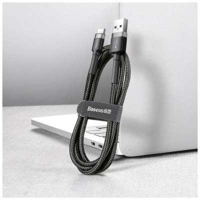 Дата кабель USB 2.0 AM to Type-C 3.0m 3A Gray-Black Baseus (CATKLF-UG1)