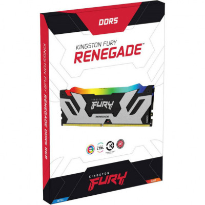 Модуль пам'яті для комп'ютера DDR5 16GB 7200 MHz Renegade RGB Black/Silver Kingston Fury (ex.HyperX) (KF572C38RSA-16)