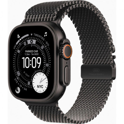 Смарт-годинник Apple Watch Ultra 3 GPS + Cellular 49mm Black Titanium Case with Black Titanium Milanese Loop - Medium (MF1Q4QP/A)