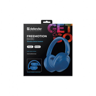 Навушники Defender FreeMotion B490 Bluetooth Blue (63491)