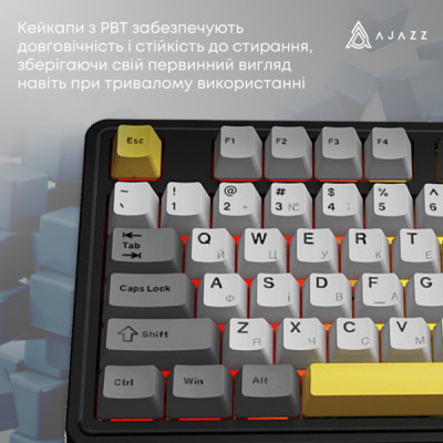 Клавіатура Ajazz AK980 V2 Gift Switch V2 Wireless/Bluetooth/USB UA Black/Grey/Yellow (AK980-V2-G-BGY)