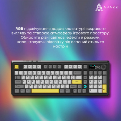 Клавіатура Ajazz AK980 V2 Gift Switch V2 Wireless/Bluetooth/USB UA Black/Grey/Yellow (AK980-V2-G-BGY)