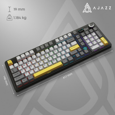 Клавіатура Ajazz AK980 V2 Gift Switch V2 Wireless/Bluetooth/USB UA Black/Grey/Yellow (AK980-V2-G-BGY)