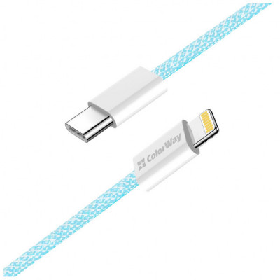 Дата кабель USB-C to Lightning 1.0m 27W blue ColorWay (CW-CBPDCL061-BL)