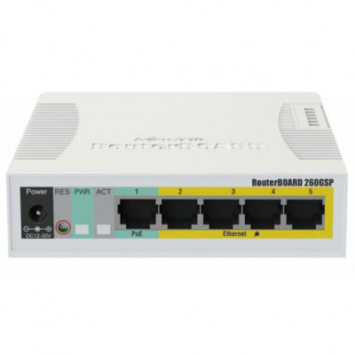 Комутатор мережевий Mikrotik RB260GSP (CSS106-1G-4P-1S)