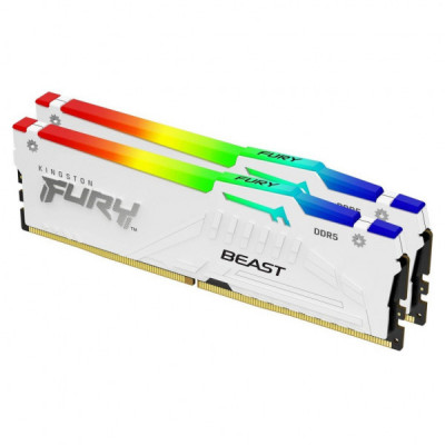 Модуль пам'яті для комп'ютера DDR5 32GB (2x16GB) 6400 MHz Beast White RGB EXPO Kingston Fury (ex.HyperX) (KF564C32BWEAK2-32)