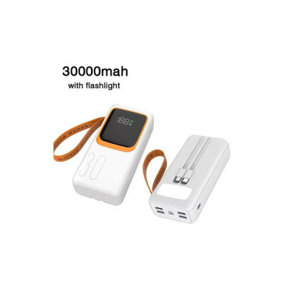 Батарея універсальна Denmen DP31 30000mAh PD/20W, QC/22,5W, flashlight, cable (DP-31WH)