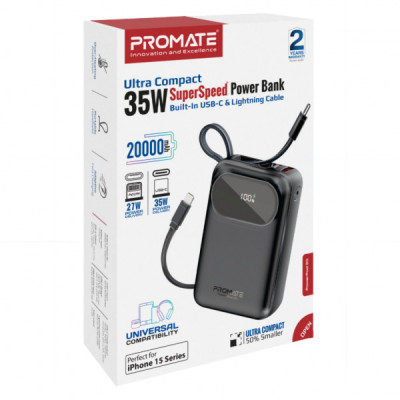 Батарея універсальна Promate 20000mAh PD/35W (powerpod-20.black)
