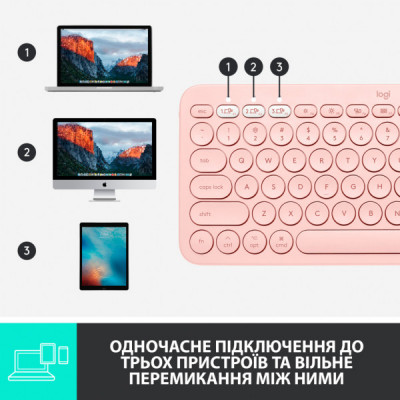 Клавіатура Logitech K380 for MAC Multi-Device Bluetooth UA Rose (920-010406)