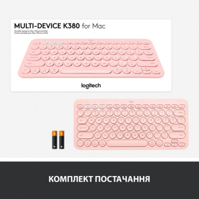Клавіатура Logitech K380 for MAC Multi-Device Bluetooth UA Rose (920-010406)