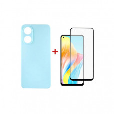 Чохол до мобільного телефона Dengos Kit for OPPO A78 4g case + glass (ice blue) (DG-KM-04)