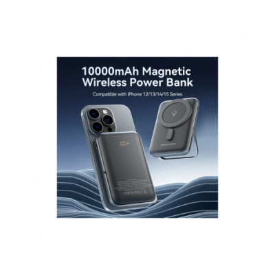 Батарея універсальна VENTION Magnetic Wireless 10000mAh 20W PD USB-C In/Out, QI-15W Black (FHNB0)