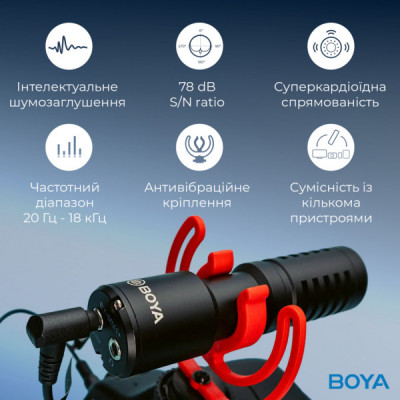 Мікрофон Boya BY-MM1+ Black (BY-MM1+) Мікрофон Boya BY-MM1+ Black (BY-MM1+)