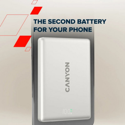 Батарея універсальна Canyon 5000mAh OnPower 500 PD20W Magnetic wireless MagSafe Grey (CNS-CPB500G) Батарея універсальна Canyon 5000mAh OnPower 500 PD20W Magnetic wireless MagSafe Grey (CNS-CPB500G)