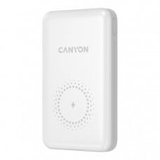 Батарея універсальна Canyon PB-1001 10000mAh, PD/18W, QC/3.0 +10W Magnet wireless charger, white (CNS-CPB1001W)