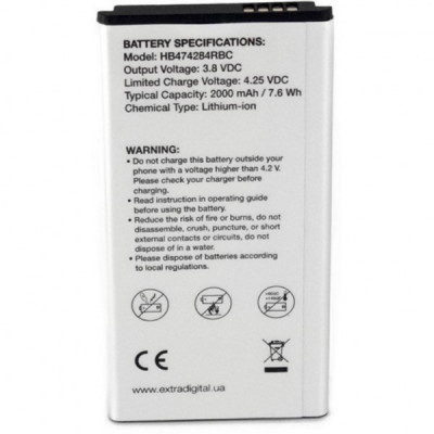 Акумуляторна батарея для телефону Extradigital Huawei Ascend Y538 HB474284RBC 2000 mAh (BMH6433)