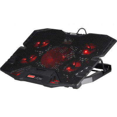 Підставка до ноутбука IceCoorel 10-15", 1*125mm 1400 RPM + 4*70mm 2500 RPM, 2*USB, 365x297x30mm, Red (K5Red)