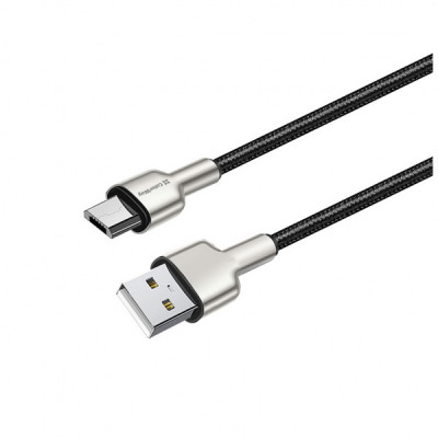 Дата кабель USB 2.0 AM to Micro 5P 1.0m head metal black ColorWay (CW-CBUM046-BK)