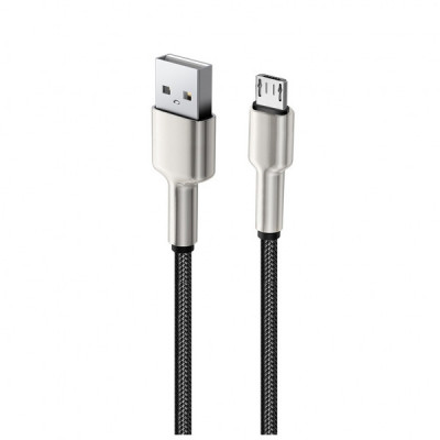 Дата кабель USB 2.0 AM to Micro 5P 1.0m head metal black ColorWay (CW-CBUM046-BK)