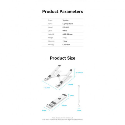 Підставка до ноутбука Vention Laptop X-type Stand White ABS 83-170мм (KDNW0)