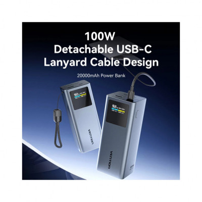 Батарея універсальна Vention 20000 mAh 100W Gray TFT Display Type (FKCH0)