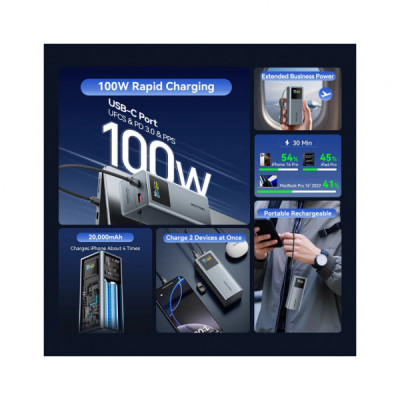 Батарея універсальна Vention 20000 mAh 100W Gray TFT Display Type (FKCH0)