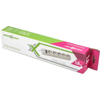 Мережевий фільтр живлення Maxxter SPM5-G-6G серый 1,8 м кабель, 5 розеток (SPM5-G-6G)