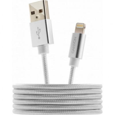 Дата кабель USB 2.0 AM to Lightning 1.0m MFI Pearl White Canyon (CNS-MFIC3PW)