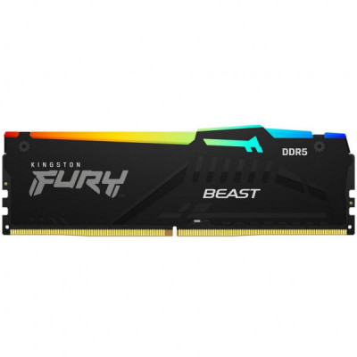 Модуль пам'яті для комп'ютера DDR5 16GB (2x8GB) 5200 MHz FURY Beast RGB Kingston Fury (ex.HyperX) (KF552C40BBAK2-16)