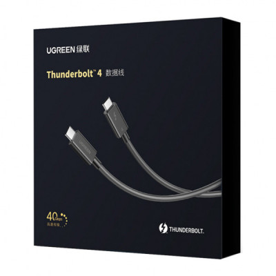 Дата кабель USB 4.0Type-C to Type-C 0.8m THUNDERBOLTUS501 8K40Gbps Black Ugreen (30389)