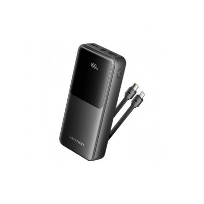 Батарея універсальна Vention 20000mAh 22.5W 3A PD, Built-in USB-C+Lightning Cables, Black (FHPB0)