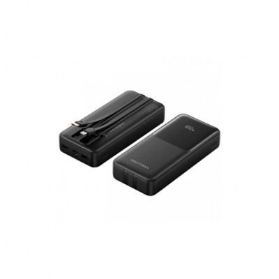 Батарея універсальна Vention 20000mAh 22.5W 3A PD, Built-in USB-C+Lightning Cables, Black (FHPB0)