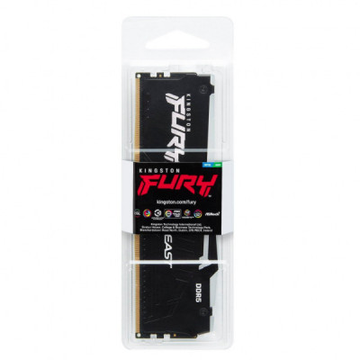 Модуль пам'яті для комп'ютера DDR5 16GB 5200 MHz Beast Black RGB Kingston Fury (ex.HyperX) (KF552C40BBA-16)